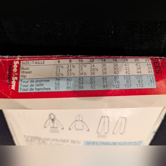 80's Womens Track Suit sewing pattern See & Sew 5335 by Butterick  - Picture 11 of 15